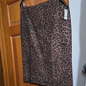 Lord & Taylor Brown and Black Knee-Length Pencil Skirt